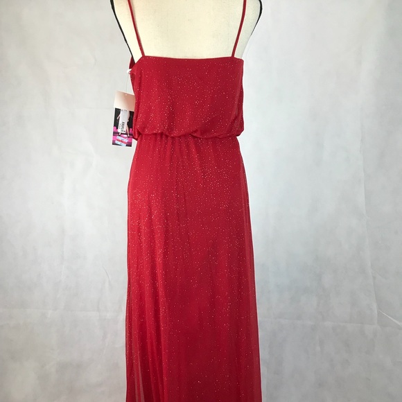 ✅Blondie Red Glitter Formal Maxi Dress NWT Prom - Picture 5 of 6